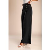 Fenzy Elegantne Dolge Hlače Z Gumbi, Črne Barve | Shoptok.si
