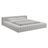 Makamii Svetlo siva oblazinjena zakonska postelja z letvenim dnom 160x200 cm Akela – | Shoptok.si