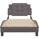 vidaXL Posteljni okvir z vzglavjem siv 90x190 cm umetno usnje | Shoptok.si