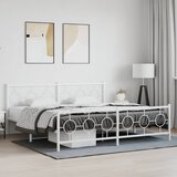  Metalni okvir kreveta uzglavlje i podnožje bijeli 193x203 cm | shoptok.hr