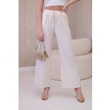 Kesi Viscose wide trousers in light beige color Cene