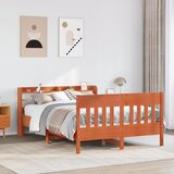 Maison Chic Posteljni okvir - Dvoposteljna postelja - Zakonska postelja brez vzmetnice voščeno rjav 135x190 cm borovina-J13316, (21759606) | Shoptok.si