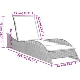  Ležaljka za sunčanje s jastukom smeđa 60x205x73 cm poli ratan | Shoptok.si
