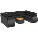  10-dijelni set vrtnih sofa s jastucima crni od poliratana Crna 70 x 62 x 69 cm | Shoptok.si