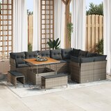 vidaXL set od 12 komada vrtnih sofa s jastučićima siva poli ratan akacija Cijene