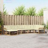  Set vanjskih sofa 7 kom. Bijela i krem Čvrsto drvo akacije 406 x 168,5 x 73 cm | shoptok.hr