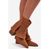 Boto women's ankle boots on heel with rolled shaft camel idalia | ePonuda.com