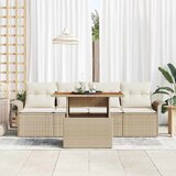  Sjedeća garnitura za vrt 5 kom. Bež Poli ratan 251 x 62 x 69 cm | shoptok.hr