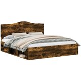 vidaXL Konstrukcija postelje z vzglavjem Dimljeni oreh 200 x 200 cm, (5000102445) | Shoptok.si