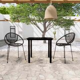  3-dijelni vrtni blagovaonski set crni Crna Dužina stola 80 cm | Shoptok.si