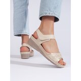 Shelvt Beige women's Velcro sandals | Shoptok.si