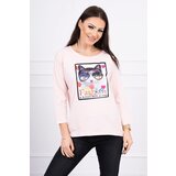 Kesi Blouse with cat graphics 3D powdered pinjk | shoptok.hr