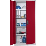 C+P Delavniška omara s krilnimi vrati, VxŠxG 1950 x 930 x 500 mm, svetlo sive / rubinasto rdeče barve | Shoptok.si
