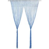  Zavjesa s makrameom plava 140 x 240 cm pamučna | shoptok.hr