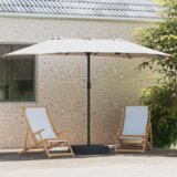 vidaXL Vrtni dežnik Peščena 385 x 209 x 244 cm blago | Shoptok.si