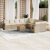 Maison Chic Seti vrtnega pohištva - Vrtna garnitura - Vrtni pohištvo set 11-delna z blazinami bež poli ratan, (21816149) | Shoptok.si