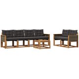 vidaXL Zunanja garnitura za sedenje z blazino 7 pcs Naravna in črna, (5000269326) | Shoptok.si