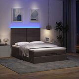  Otomanska postelja z vzmetnico & LEDs rjav 140x190 cm blago, (22053413) | Shoptok.si