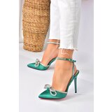 Fox Shoes women's heeled shoes with green satin fabric and stones Cene
