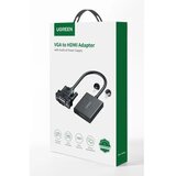 Ugreen HDMI na VGA pretvarač s 3.5mm audio izlazom i MicroUSB napajanjem, crni | shoptok.hr