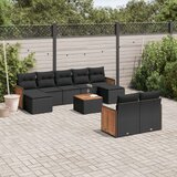  Vrtna sedežna garnitura 10-delna z blazinami črn poli ratan, (21083086) | Shoptok.si
