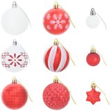  Set božićnih kuglica 88 kom. Crvena i bijela Ø 6 cm Plastika | shoptok.hr