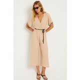 Cool & Sexy Women's Vanilla Ethnic Patterned Belted Jumpsuit | Shoptok.si