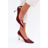 Boto Lacquered High Heels With Gold Buckle Bordeaux Mivira | Shoptok.si