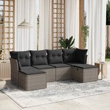 Maison Chic Seti vrtnega pohištva - Vrtna garnitura - Vrtni pohištvo set 6-delna z blazinami siv poli ratan, (21806966) | Shoptok.si