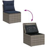  Vrtna garnitura - 7-dijelni set vrtnih sofa od poliratana s jastucima sivi - Siva kutna + 2x Sofa + 3x srednja + stol 1 | shoptok.hr