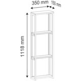 MID.YOU Stenski Regal Bitila M, Bela, Medeni Hrast | Shoptok.si