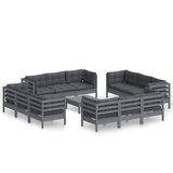 The Living Store Vrtna sedežna garnitura 13-delna z antracit blazinami borovina - Vrtna Sedežnaa Garnitura, (21460637) | Shoptok.si