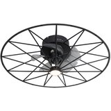QAZQA Črn ventilator z LED z daljinskim upravljalnikom - Yaran u