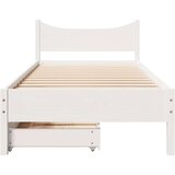 vidaXL Posteljni okvir s predali bel 75x190 cm trdna borovina | Shoptok.si