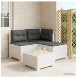 vidaXL Dvosjedni vrtni sofa s jastucima u ratan izgledu 3-sjedalo PP - Bijela Sofa + srednji + kutni s antracit jastučićem i jastučićem | shoptok.hr