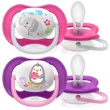 Avent silikonska tolažilna duda ultra air, 6-18m (2 kosa) - slon/pingvin cene