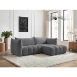 Bobochic Paris Siva kotna sedežna garnitura iz tkanine bouclé (desni kot/z ležalnikom) Azra – | Shoptok.si