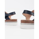 GOODIN White and navy platform sandals with metallic embellishment | Shoptok.si