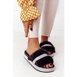 Kesi Platform Slippers With Fur And Cubic Zirconia Black Impress | Shoptok.si