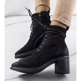 Gemre Black suede lace-up ankle boots Sanlow | Shoptok.si