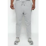 Trendyol Gray Melange Men's Large Size Comfortable Basic Slim Elastic Leg Plus Size Sweatpants
