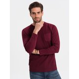 Ombre Men's longsleeve with "waffle" texture - maroon Cene