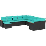 vidaXL 11-dijelni vrtni set s jastucima crni poliratan - Crna Bez stola 1 | shoptok.hr