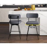  Set od 2 okretne barske stolice, tapecirane s naslonom i osloncem za noge, sive boje | shoptok.hr