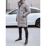 DStreet Men's winter long jacket with hood quilted beige | ePonuda.com