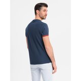 Ombre Men's T-shirt with contrasting inserts and v-neck - navy blue | shoptok.hr