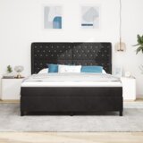  Box Spring Postelja z Blazino Črna 180x200 cm Žamet, (22050167) | Shoptok.si