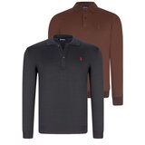 Dewberry DOUBLE SET V4007 MEN'S SWEATSHIRT-NAVY-BROWN Cene