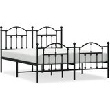 Maison Chic Kovinski Posteljni okvir - Dvoposteljna postelja - Zakonska postelja z vzglavjem in vznožjem črn 140x200 cm, (21697190) | Shoptok.si