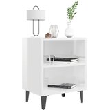  Noćni ormarići s metalnim nogama 2 kom sjajni bijeli 40x30x50cm | shoptok.hr